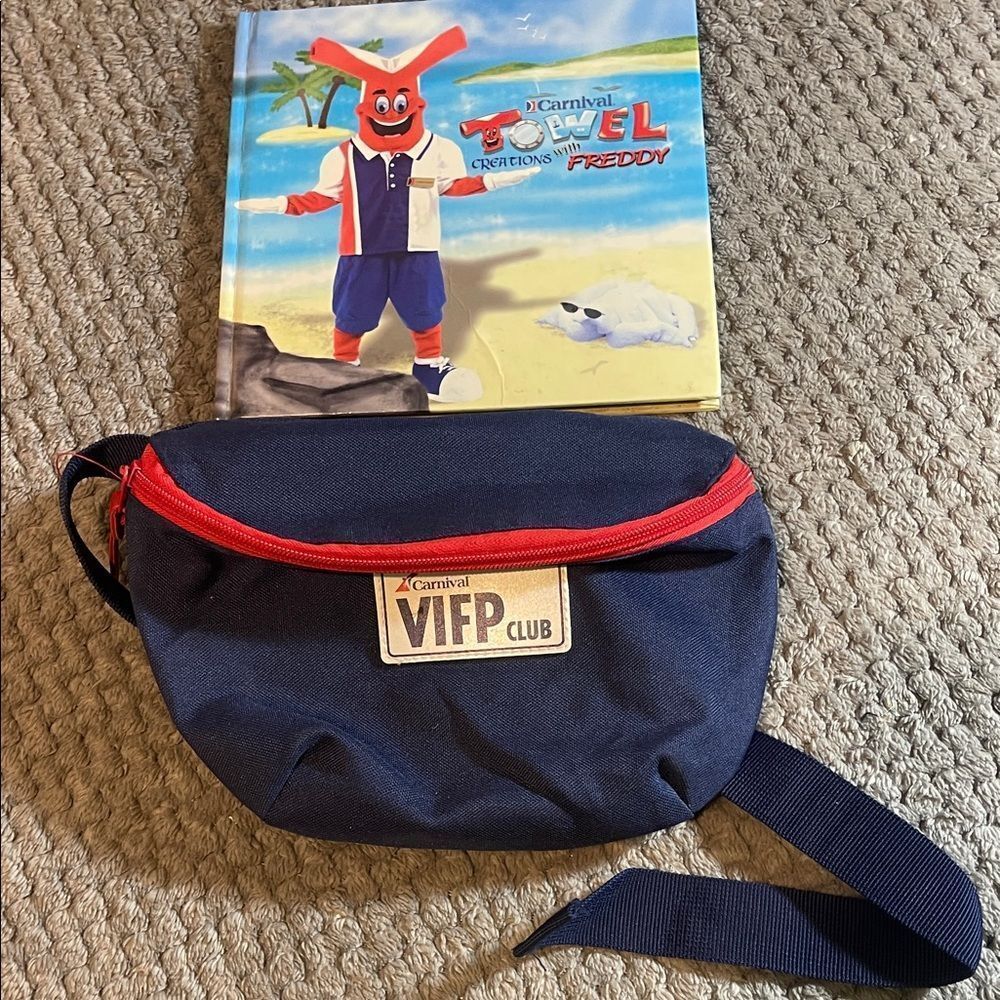 Carnival VIFP Club Navy Blue Fanny Packand towel creations book